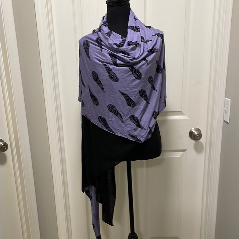 Donni Charm Purple with Black wings and wing charm Print Shawl/Scarf